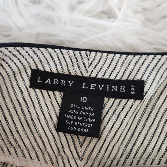 Larry Levine Womens Pants Size 10‎ Linen Ryon Wide Leg Crop Ivory Black Stripe - Picture 4 of 15